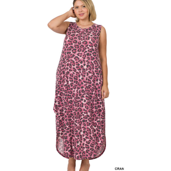 Cranberry leopard sleeveless dress
