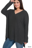 The Plus Brushed Thermal Waffle V-Neck Sweater