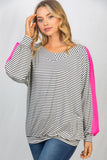 Long Sleeve Striped Knit Top