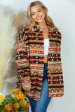 PLUS SIZE Long Sleeve Aztec Print Woven Jacket