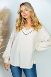 PLUS SIZE Long Sleeve Solid Knit Top