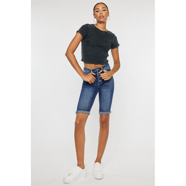 Kancan High Rise Cuff Bermuda Jeans