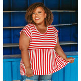 Red striped baby doll top