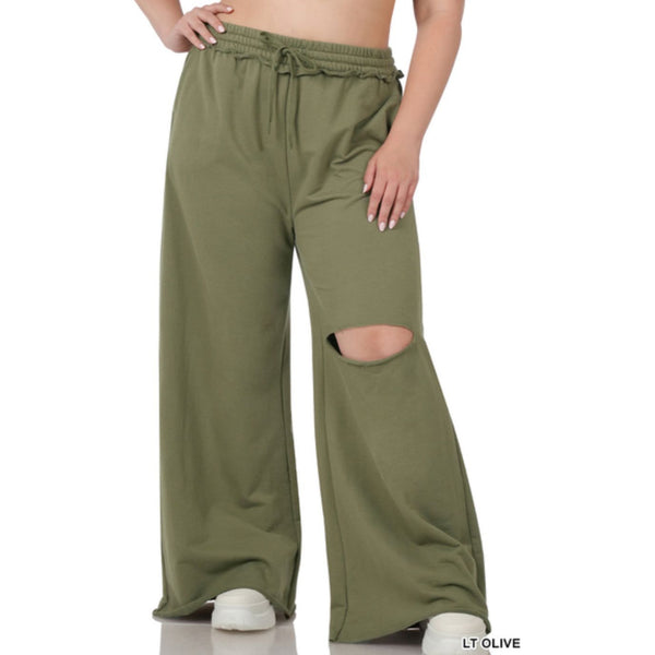 Olive distressed pant