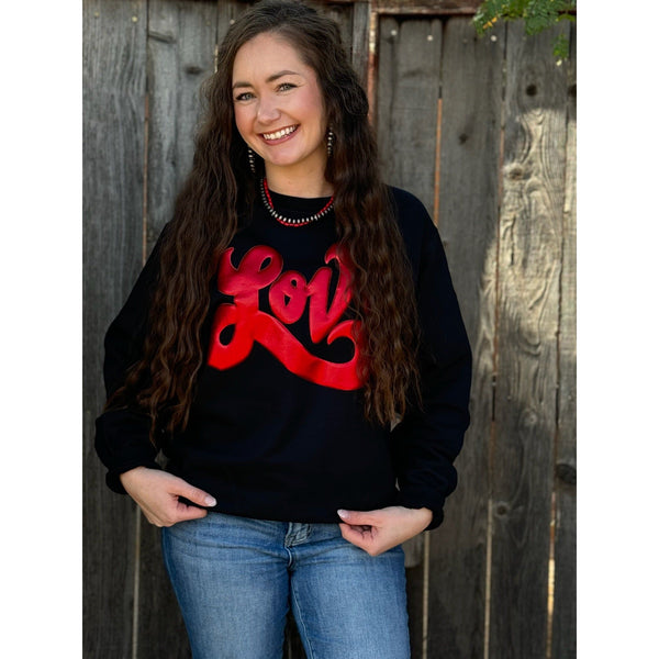 Love in Metallic Red Puff Sweatshirt