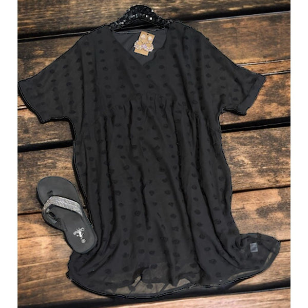 Black babydoll dot dress