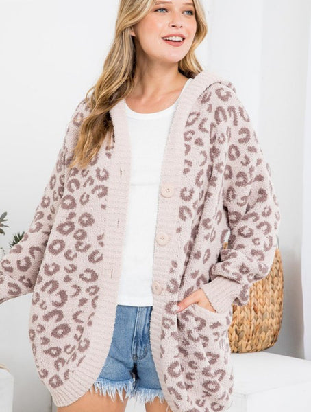 Tan leopard soft leopard cardigan