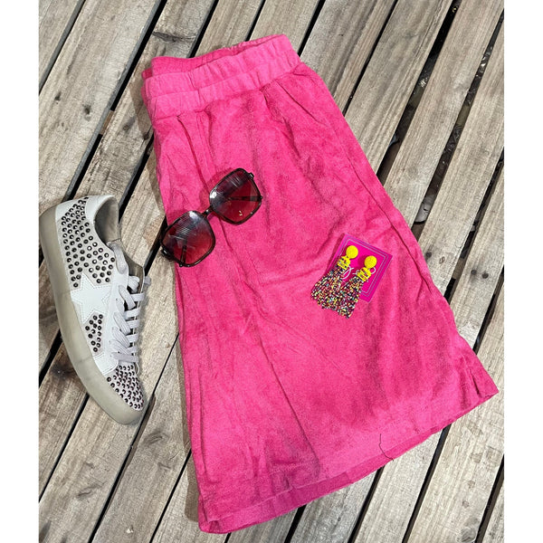 Pink terry shorts