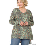 Olive leopard top