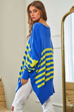 Multi Striped Elbow Patch Loose Fit Sweater Top