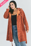 Plus Solid Long Sleeve Coat