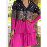 Pink Dot leopard tier dress