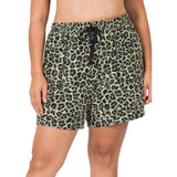 Green leopard shorts
