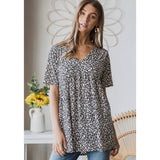 Cream Brown leopard baby doll top