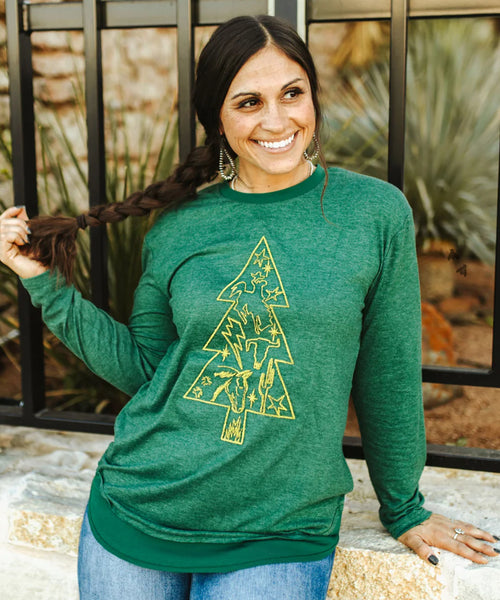 Howdy tree long sleeve tee