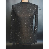 Black studded  mesh top