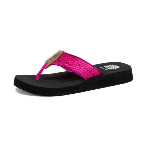 Hot pink shimmer flip flops