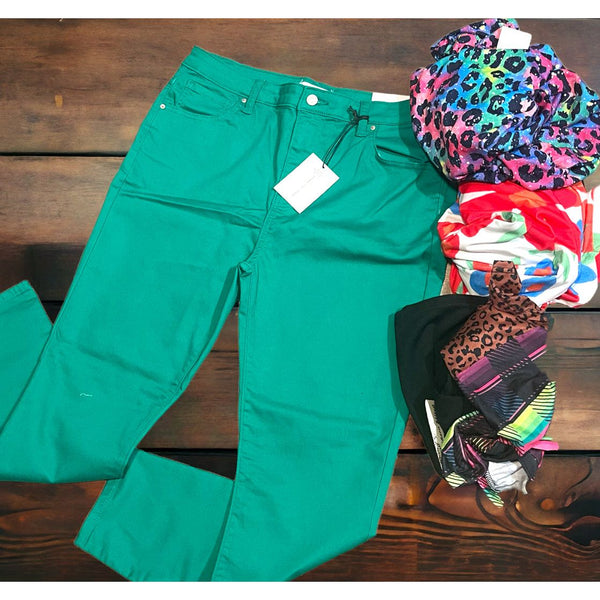 Green skinny  colored jeans