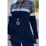 Black leopard long sleeve top