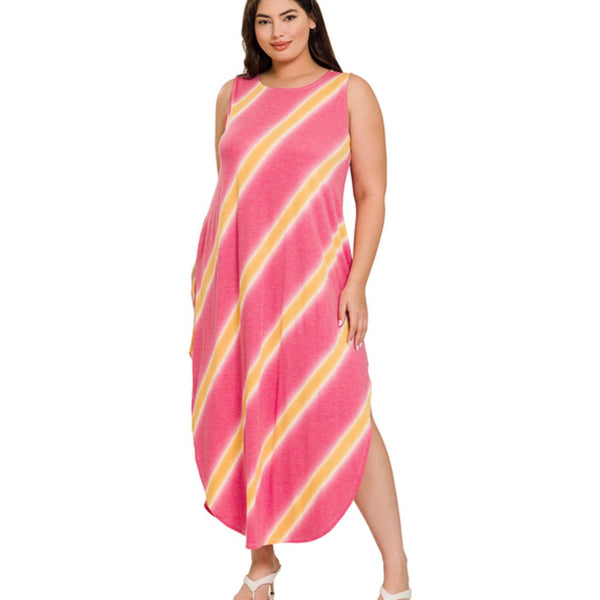 Berry  stripe  sleeveless dress