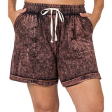 Brown  Mineral washed shorts