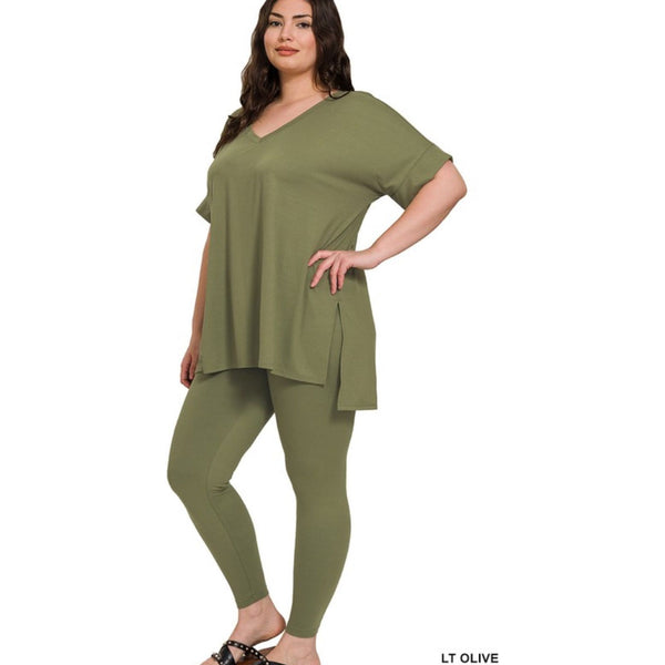 Light olive short sleeve set