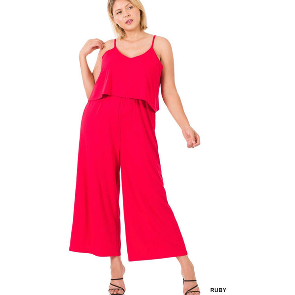 Red ribbed jumpsuit