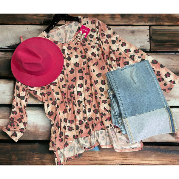 Pink leopard long sleeve  top