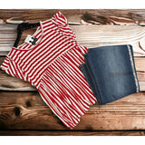 Red striped baby doll top