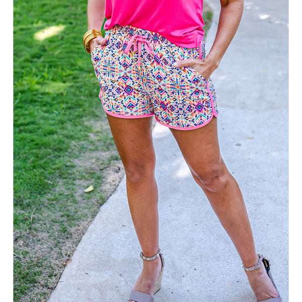 Pink aztec shorts