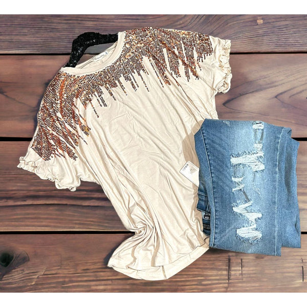 Rose gold sequin top