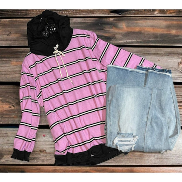 Lilac stripe  hoodie