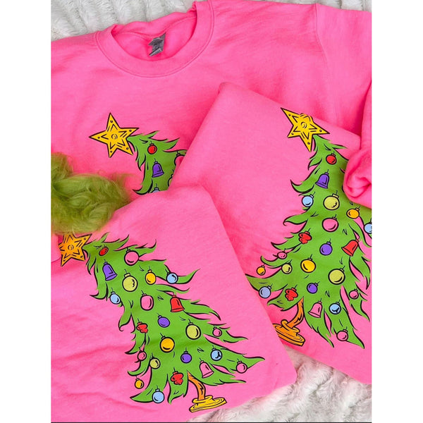 Preorder Neon pink tree sweatshirt