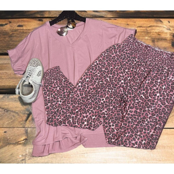 Leopard smocked joggers