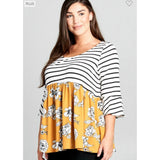 Floral stripe  baby doll top