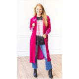 Hot pink hard candy velvet duster