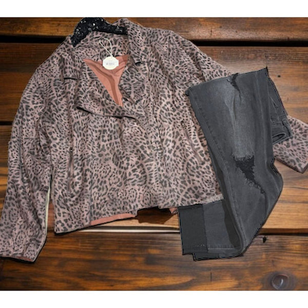 Mauve leopard suede jacket
