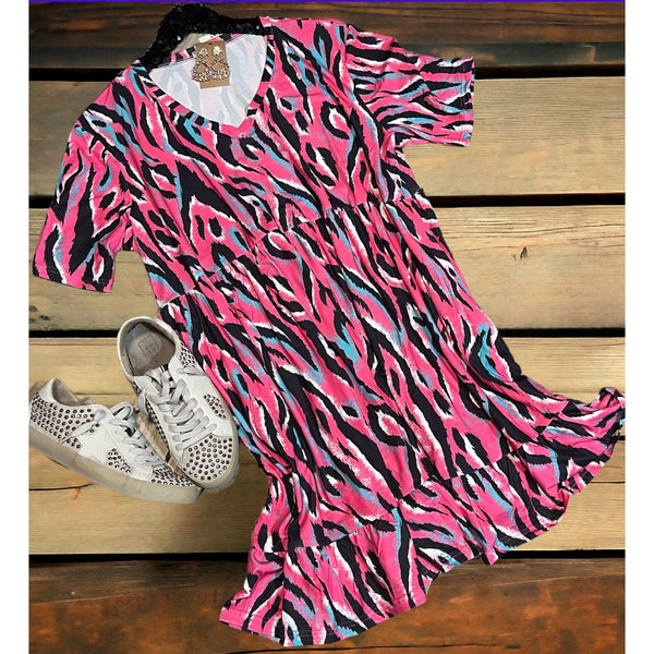 Striped pink babydoll dress