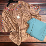 Mocha leopard embroidery poncho top
