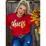 Chiefs in Metallic Gold Red Sweatshirt by Randi Mahomes