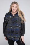 Plus Printed Button Down Long Sleeve Jacket