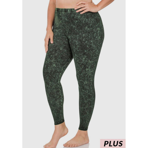 Army Green Mineral washed leggings
