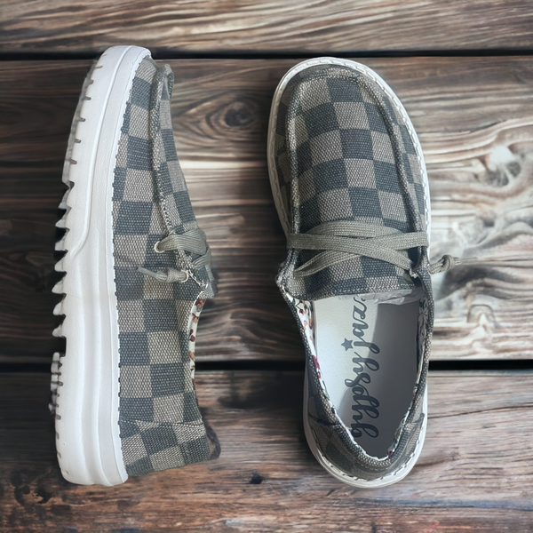 Grey check sneakers