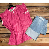 Hot pink faux leather top