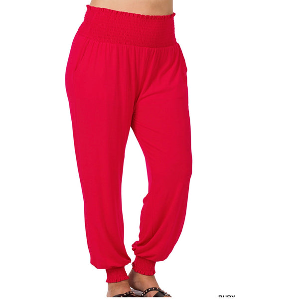 Red smocked jogger