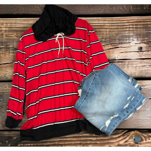Red striped hoodie