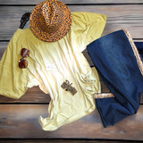 Olive mustard slouchy ombré top