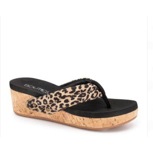 Corky leopard wedge sandal