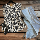 Cow  baby doll top