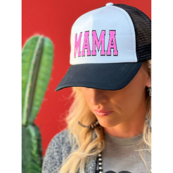 Mama Trucker Cap with Pink Glitter